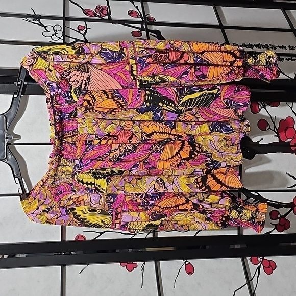 Anthropologie‎ Alexandra Farmer Puff Sleeve Butterfly Blouse Pink Size XS - Picture 2 of 10